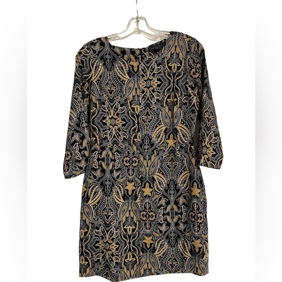 Tahari Women 3/4 Sleeve Paisley Print Shift Dress Size 2 - Picture 1 of 4